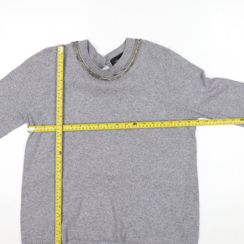 Paul Costelloe Women Grey Crew Neck Jumper Size 16 Cashmere Blend