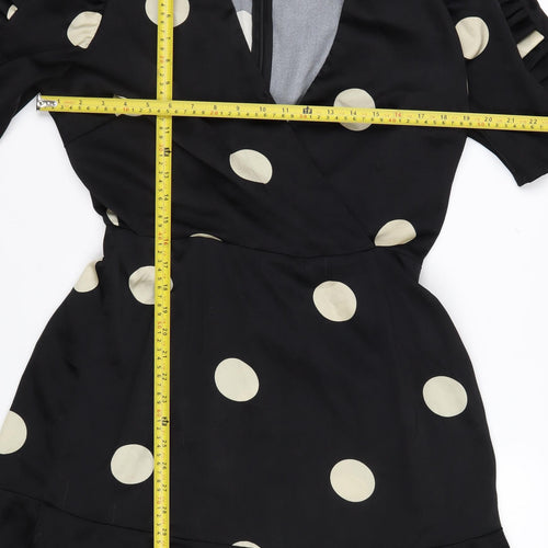 AX Paris Women's Black Polka Dot Wrap Dress Size 14 Short Sleeve