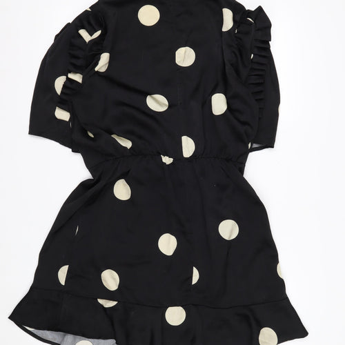 AX Paris Women's Black Polka Dot Wrap Dress Size 14 Short Sleeve