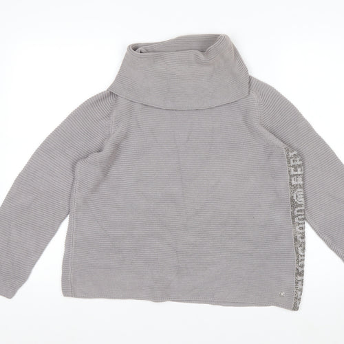 Monari Women Grey Roll Neck Long Sleeve Knit Jumper Size 12