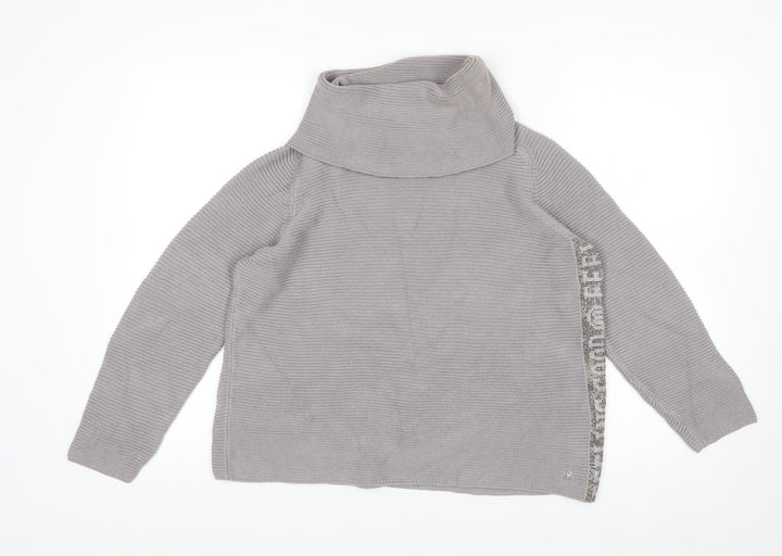 Monari Women Grey Roll Neck Long Sleeve Knit Jumper Size 12