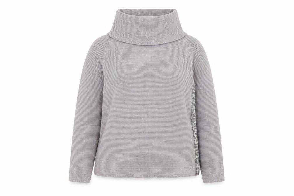 Monari Women Grey Roll Neck Long Sleeve Knit Jumper Size 12