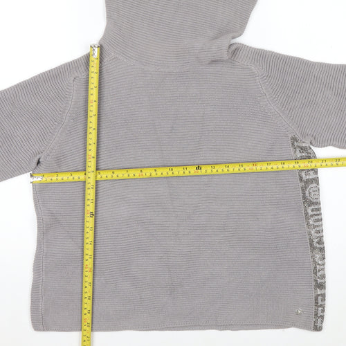Monari Women Grey Roll Neck Long Sleeve Knit Jumper Size 12