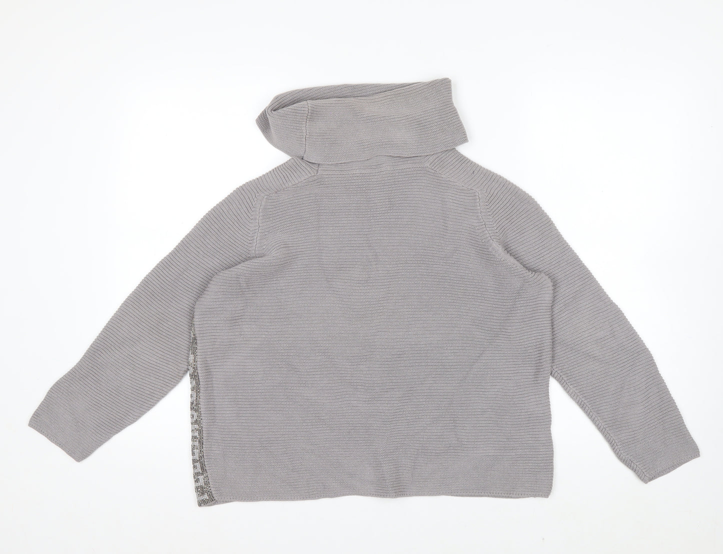 Monari Women Grey Roll Neck Long Sleeve Knit Jumper Size 12