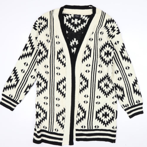 Klass Womens Black & Ivory Aztec Knit Cardigan Small