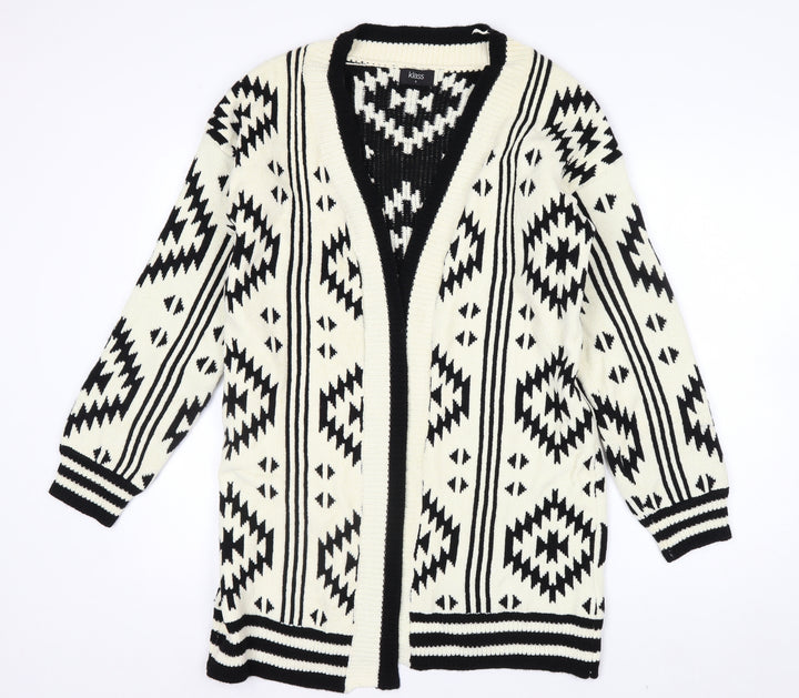 Klass Womens Black & Ivory Aztec Knit Cardigan Small