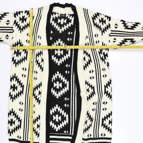 Klass Womens Black & Ivory Aztec Knit Cardigan Small