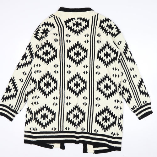 Klass Womens Black & Ivory Aztec Knit Cardigan Small