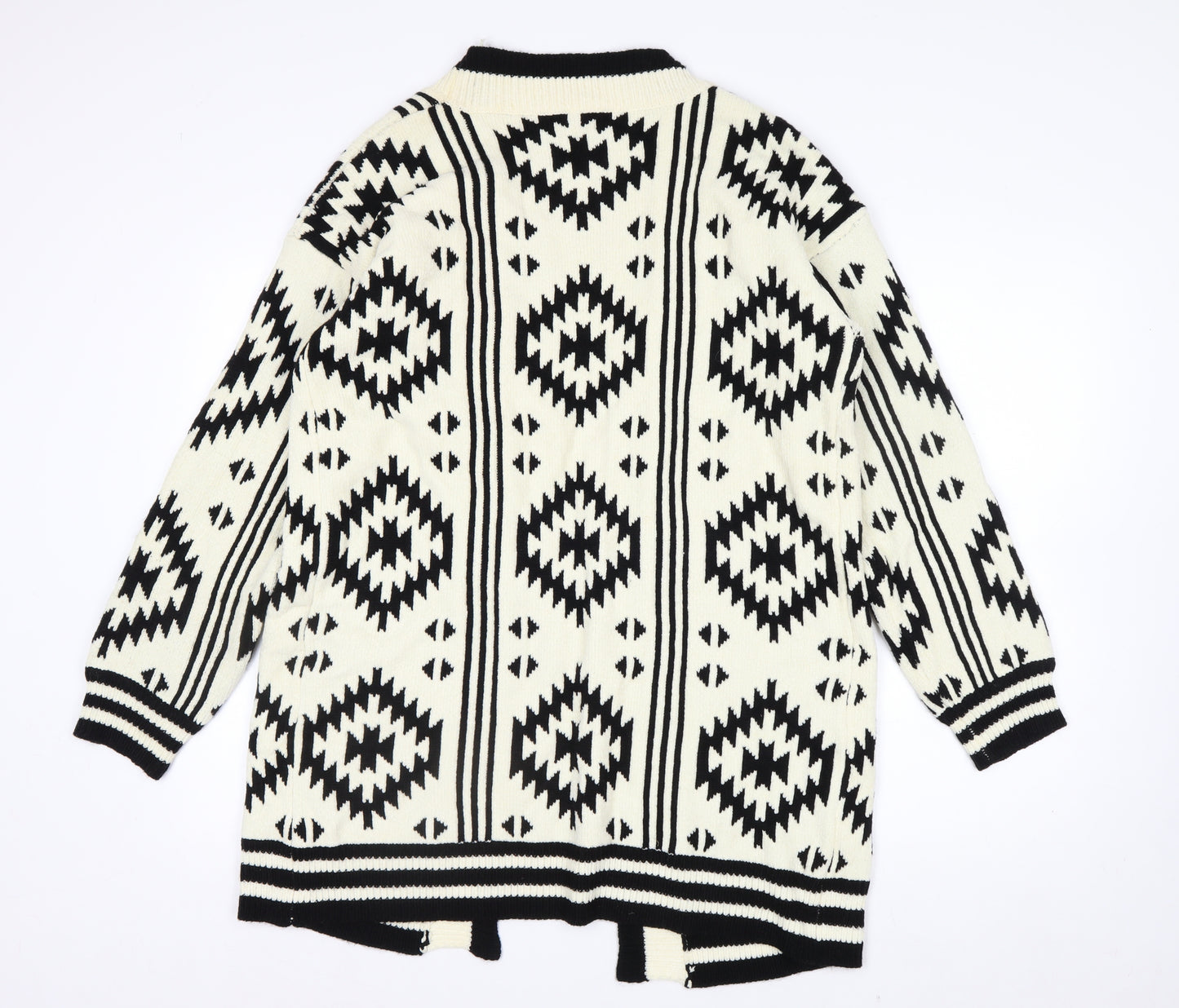 Klass Womens Black & Ivory Aztec Knit Cardigan Small