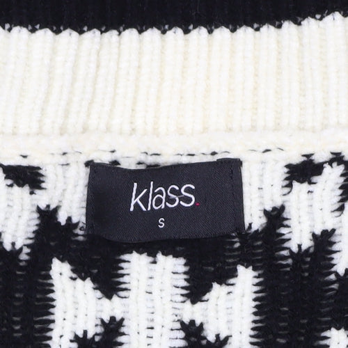 Klass Womens Black & Ivory Aztec Knit Cardigan Small