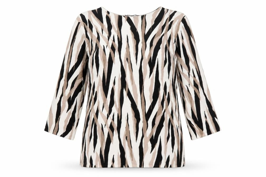 Front view of Bonmarché Women’s Multicoloured Zebra Print Tunic Top, size UK 10