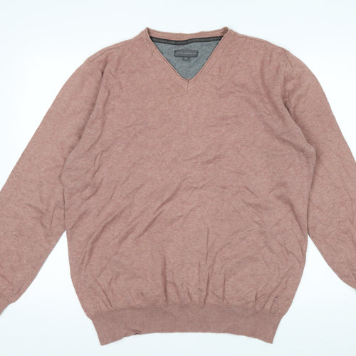 Rocha John Rocha Men's Brown Cotton V-Neck Jumper XL