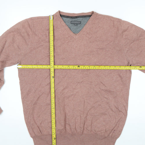Rocha John Rocha Men's Brown Cotton V-Neck Jumper XL