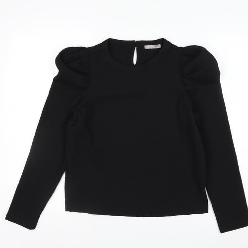Zara Women Black Puff Sleeve Long Sleeve Woven Blouse Size S
