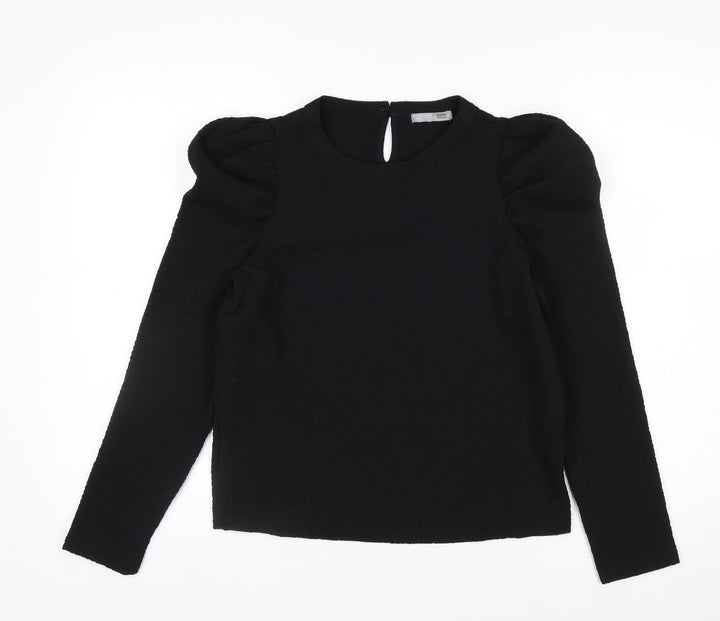Zara Women Black Puff Sleeve Long Sleeve Woven Blouse Size S
