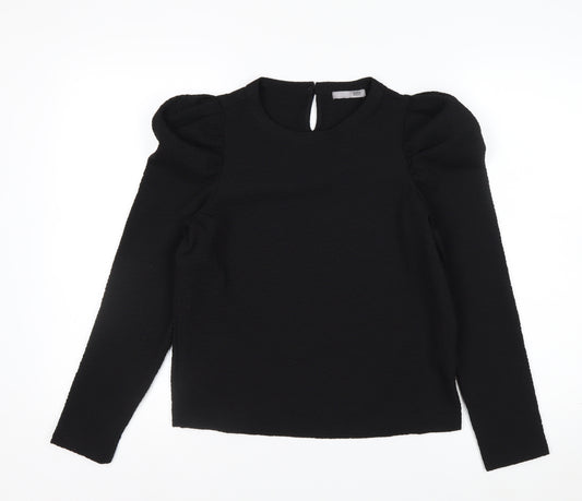 Zara Women Black Puff Sleeve Long Sleeve Woven Blouse Size S