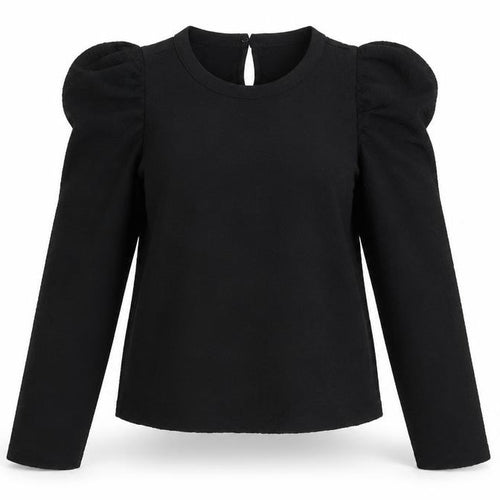 Zara Women Black Puff Sleeve Long Sleeve Woven Blouse Size S
