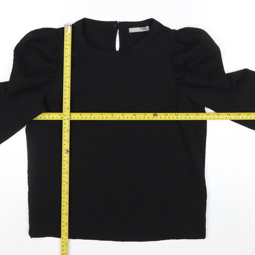 Zara Women Black Puff Sleeve Long Sleeve Woven Blouse Size S