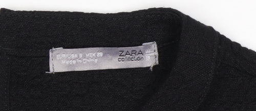 Zara Women Black Puff Sleeve Long Sleeve Woven Blouse Size S