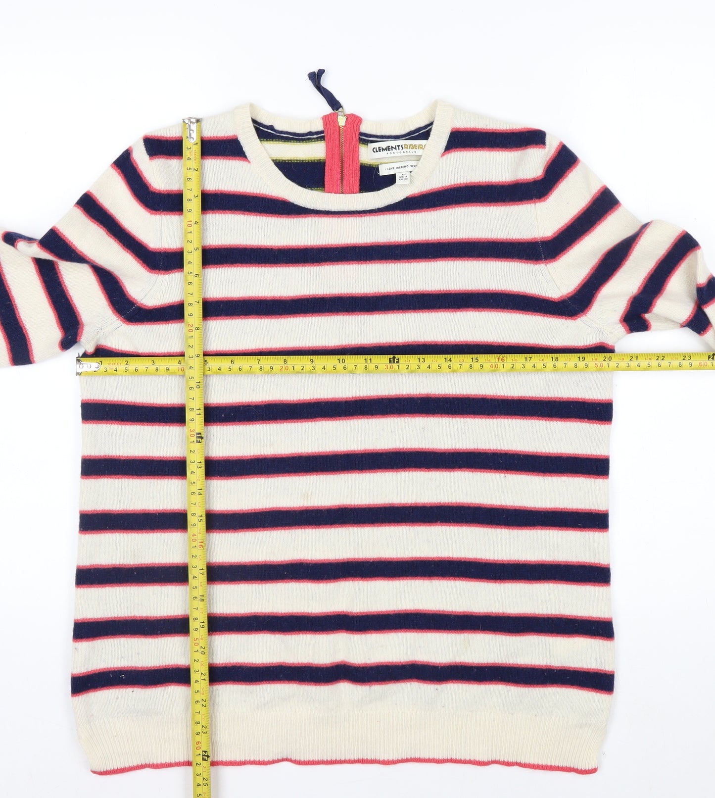 Clements Ribeiro Women’s Multicoloured Striped Merino Wool Jumper Size 16