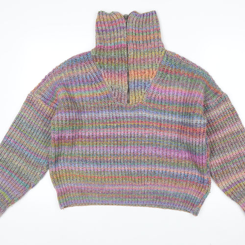 Urban Outfitters Women’s Multicoloured Chunky Knit Half Zip Jumper M