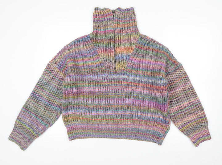 Urban Outfitters Women’s Multicoloured Chunky Knit Half Zip Jumper M