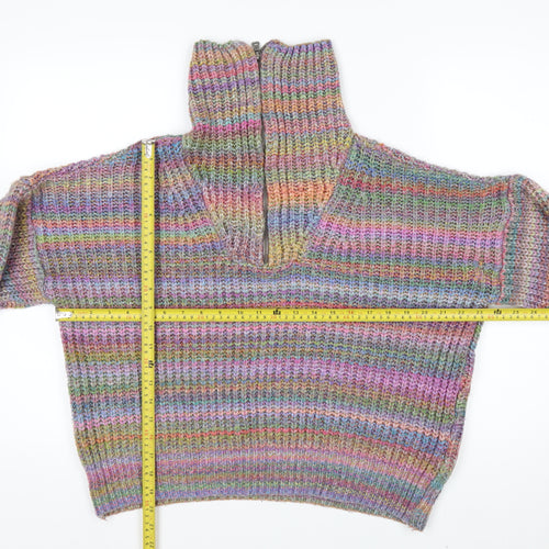 Urban Outfitters Women’s Multicoloured Chunky Knit Half Zip Jumper M