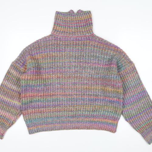 Urban Outfitters Women’s Multicoloured Chunky Knit Half Zip Jumper M