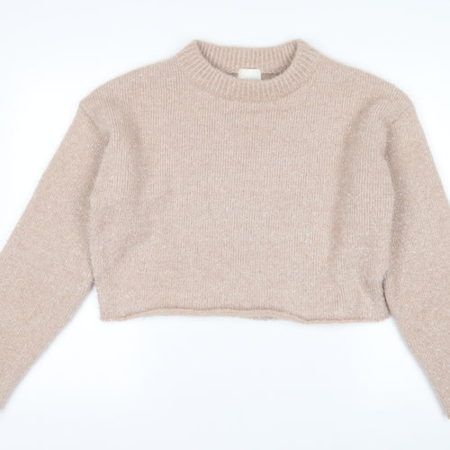 H&M Women’s Beige Crew Neck Knit Pullover Jumper Size S