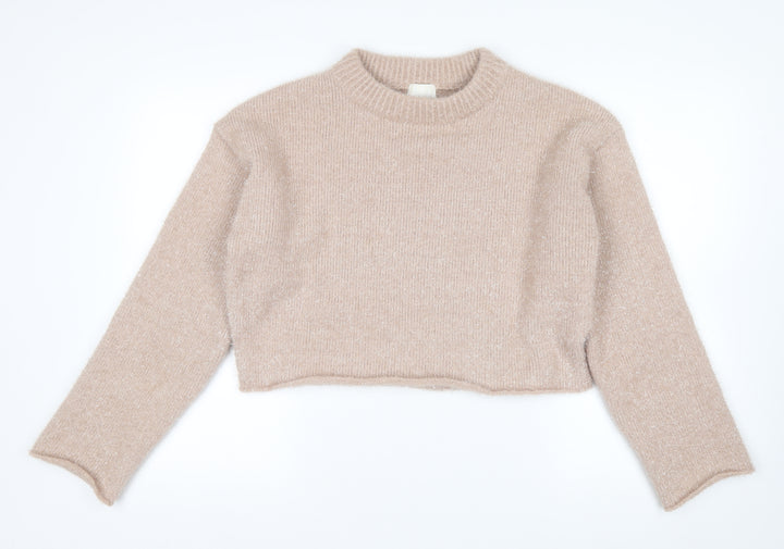 H&M Women’s Beige Crew Neck Knit Pullover Jumper Size S