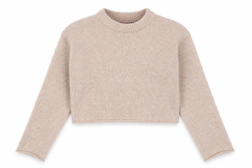 Front view of H&M Women’s Beige Crew Neck Knit jumper, size S