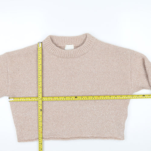 H&M Women’s Beige Crew Neck Knit Pullover Jumper Size S