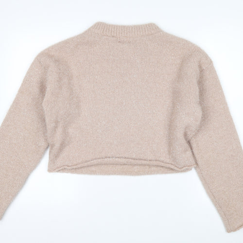 H&M Women’s Beige Crew Neck Knit Pullover Jumper Size S