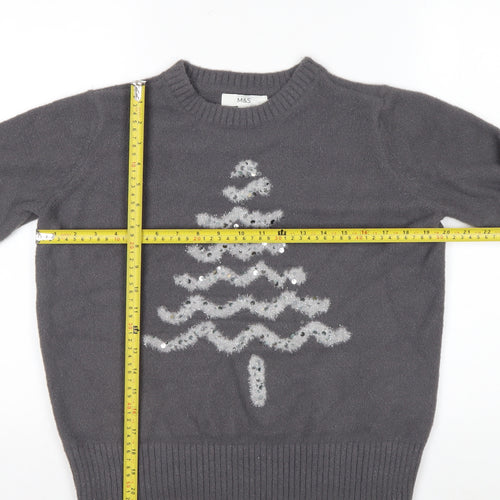 Marks and Spencer Women's Grey Sequin Christmas Jumper Size S