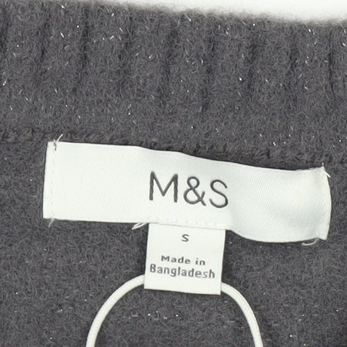 Marks and Spencer Women's Grey Sequin Christmas Jumper Size S