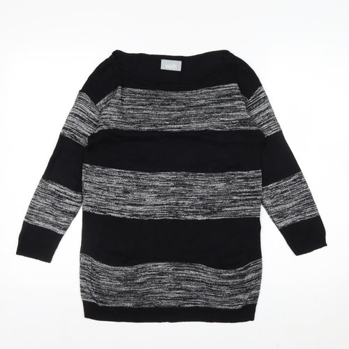 Wallis Womens Black Striped Knit Pullover Jumper Size S