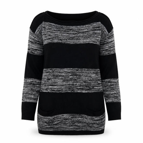 Wallis Womens Black Striped Knit Pullover Jumper Size S