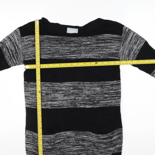 Wallis Womens Black Striped Knit Pullover Jumper Size S