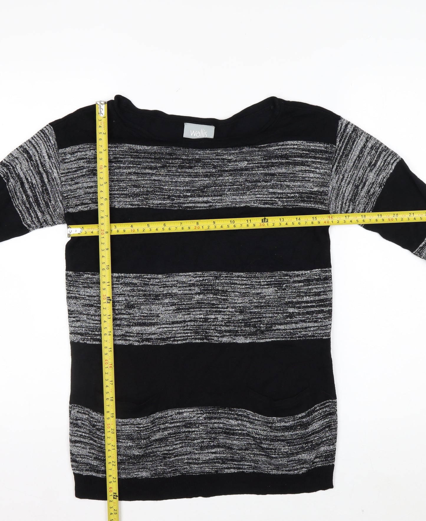 Wallis Womens Black Striped Knit Pullover Jumper Size S