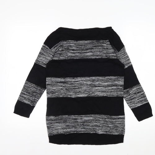Wallis Womens Black Striped Knit Pullover Jumper Size S