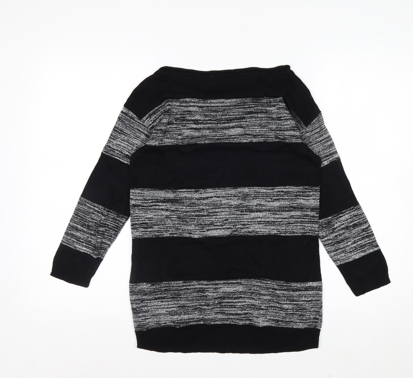 Wallis Womens Black Striped Knit Pullover Jumper Size S