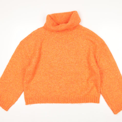Oliver Bonas Women’s Orange Roll Neck Jumper UK 10 Wool Blend Knit
