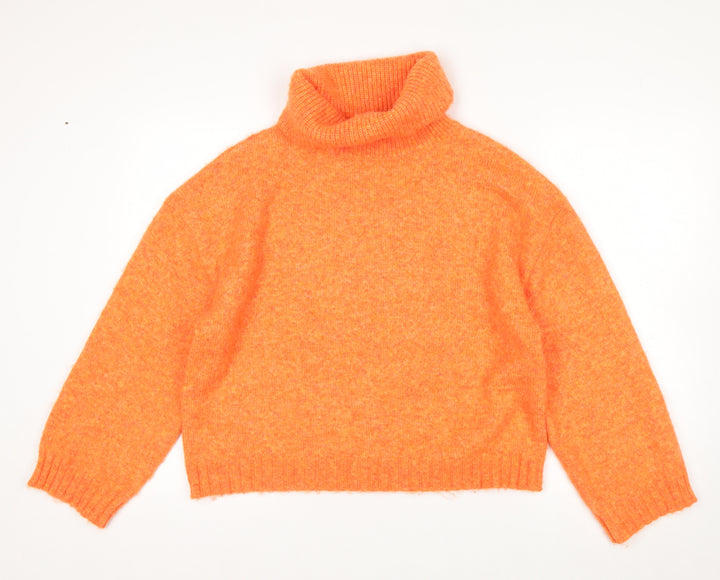 Oliver Bonas Women’s Orange Roll Neck Jumper UK 10 Wool Blend Knit