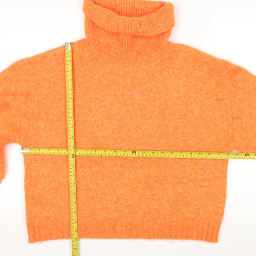 Oliver Bonas Women’s Orange Roll Neck Jumper UK 10 Wool Blend Knit
