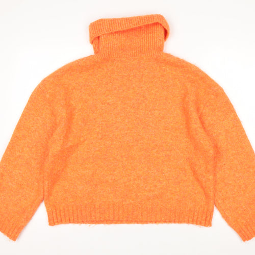Oliver Bonas Women’s Orange Roll Neck Jumper UK 10 Wool Blend Knit