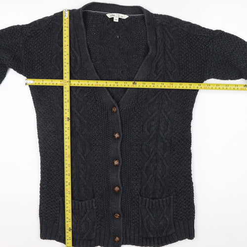Fat Face Women's Black Size 12 Cable Knit Wool Blend Cardigan