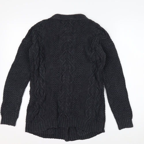 Fat Face Women's Black Size 12 Cable Knit Wool Blend Cardigan