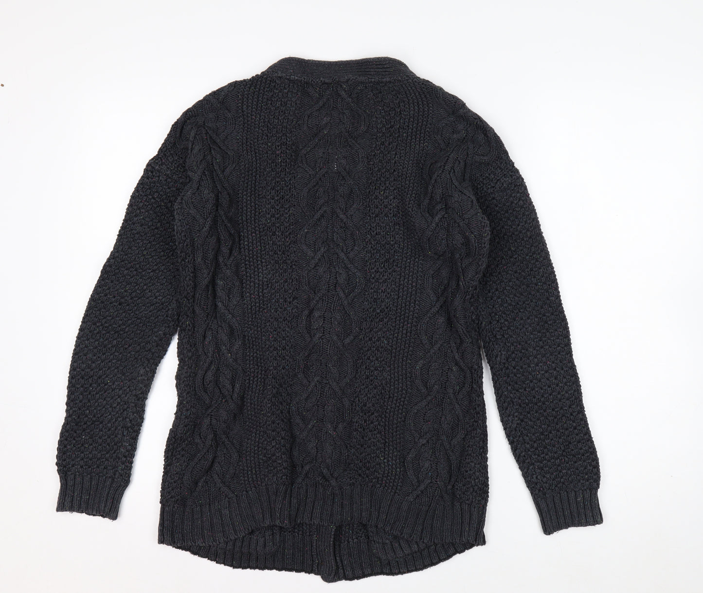 Fat Face Women's Black Size 12 Cable Knit Wool Blend Cardigan