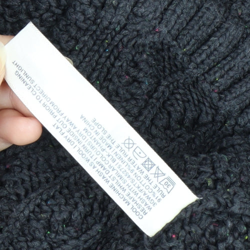 Fat Face Women's Black Size 12 Cable Knit Wool Blend Cardigan