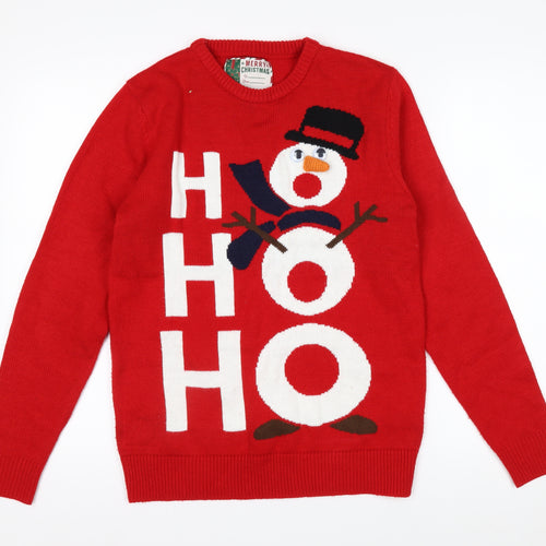 Cedar Wood State Men's Red Christmas Snowman Jumper Size S